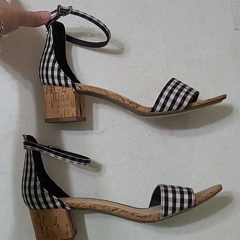 Rampage sandals with Black and White Gingham Pattern Size 8.5